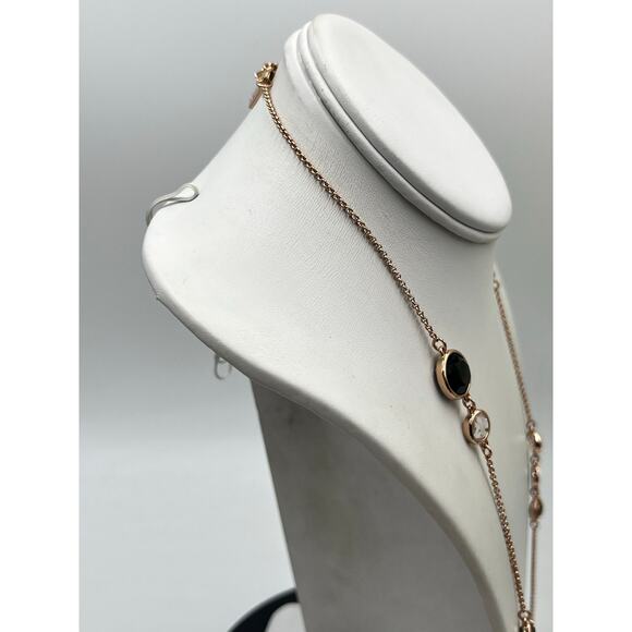 Kate Spade Rose Gold Station Bezel Crystals & Black Enamel Long
Necklace 32" - Picture 5 of 10